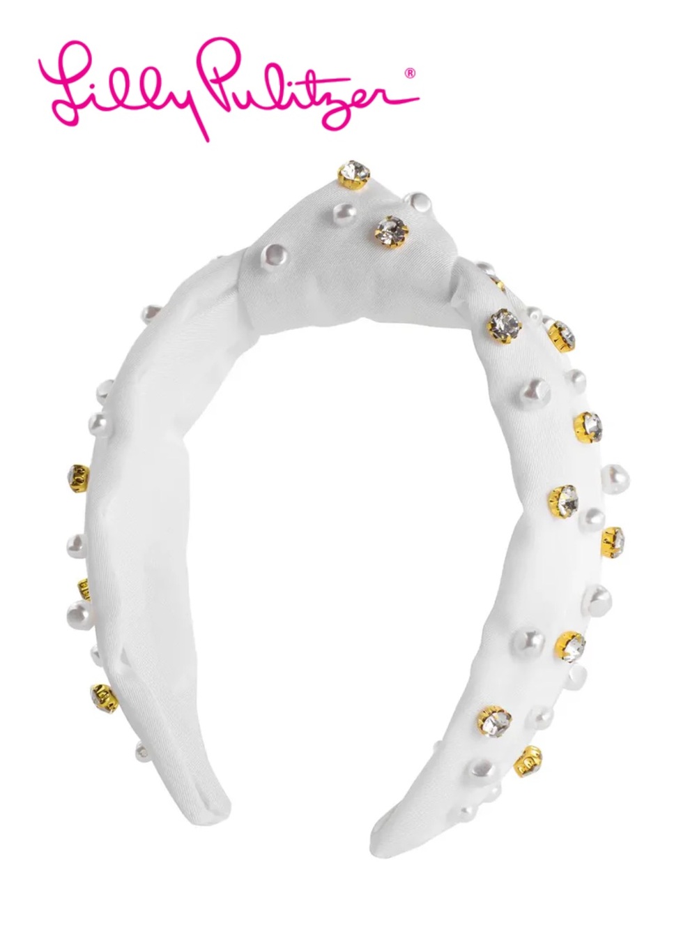 Lilly Pulitzer Embellished Slim Knot Headband- Havana White